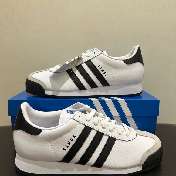NIB Men Adidas Samoa Athletic Sneaker Shoes White Black 675033 - Picture 3 of 6